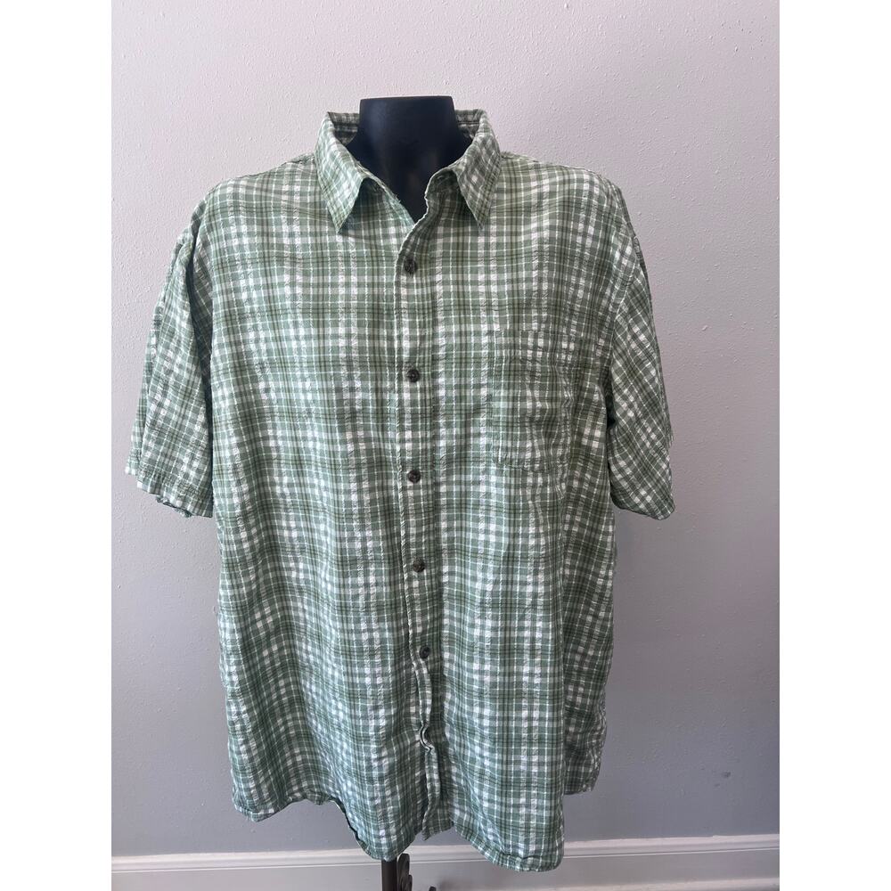 Red Head Brand Co. Green Plaid Short Sleeve Button Down Shirt Men’s 2XL Outdoors